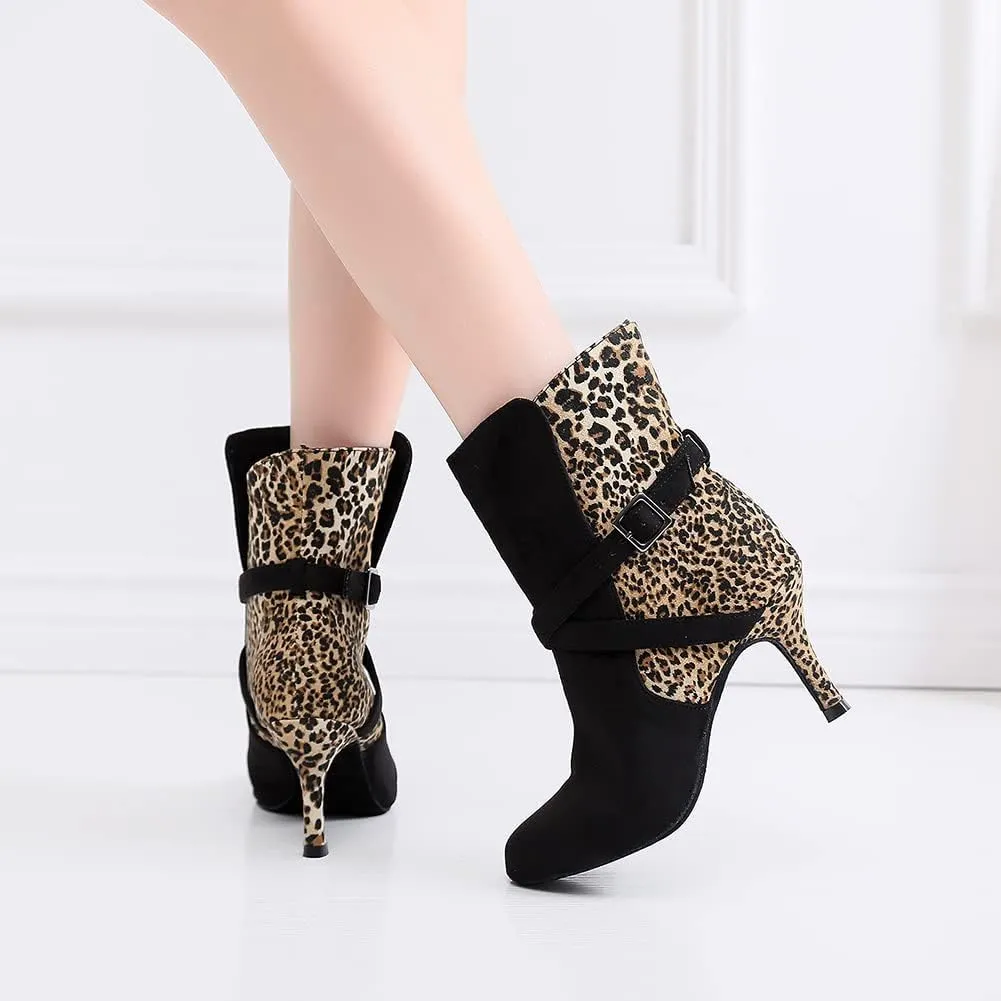 Women's Latin Salsa Performance Dance Shoes Closed Toe Ankle Ballroom Tango Dance Boots,Model-7230