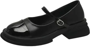 Womens Platform Mary Jane Pumps Chunky Heel Ankle Strap Cosplay Shoes Sweet School Uniform Lolita Shoes (Color : Black, Size : 8 US)