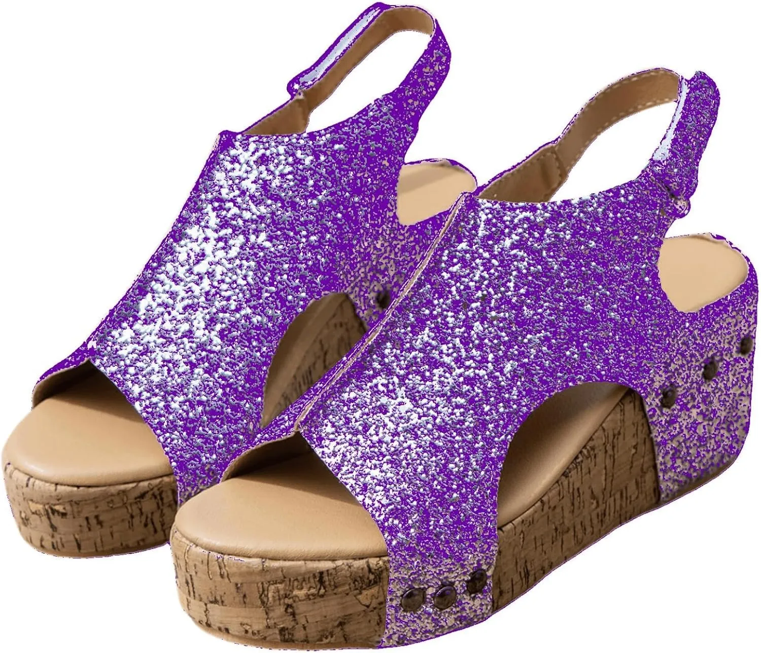 Women's Sandals Comfortable Walking Open Toe Ankle Strap Casual Flatform Platform Wedge Sandals Rhinestone Summer Dress Shoes