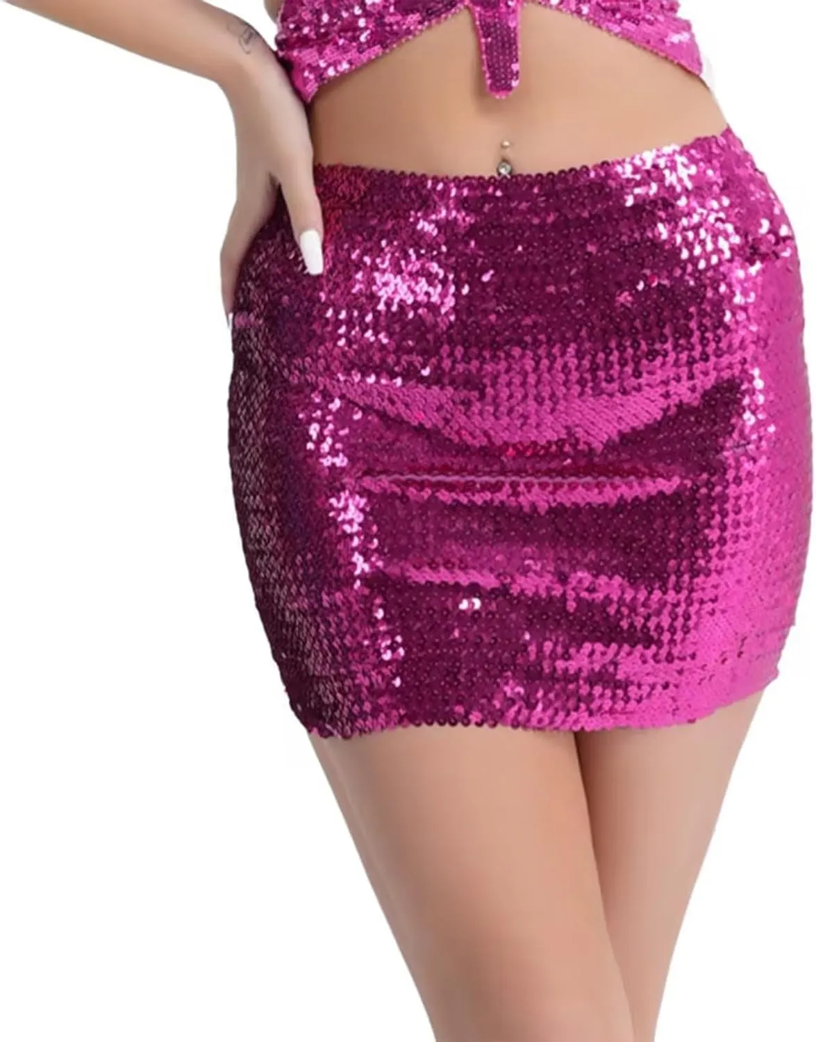Women's Sequin Dance Skirts Stretchy Bodycon Mini Short Skirt Sparkle Pencil Skirt 2025 New Year Eve Party Skirt