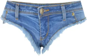 Women's Sexy Low Rise Raw Hem Stretch Mini Denim Shorts Beach Party Hot Pants