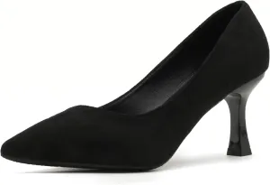 Women's Suede Pointed Toe Kitten Heel Pumps Classic Slip-On Mid Heel Office Business Dress Shoes Sexy Non-Slip Prom Party Wedding Shoes