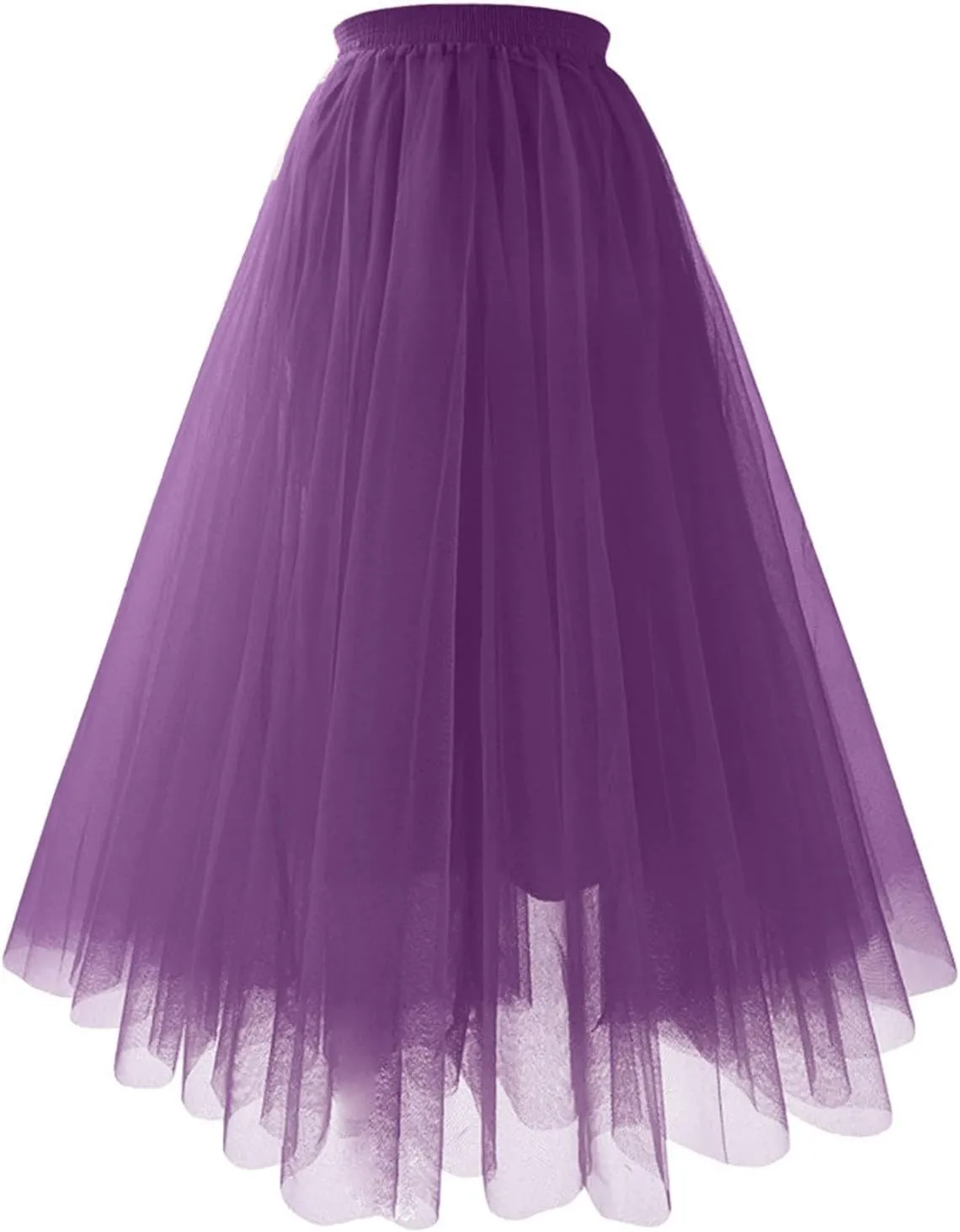 Women's Underskirts for Cosplay Elastic Ruffle Tutu Skirt A-Line Party Lightweight Petticoat Tulle Elegant Midi Skirt