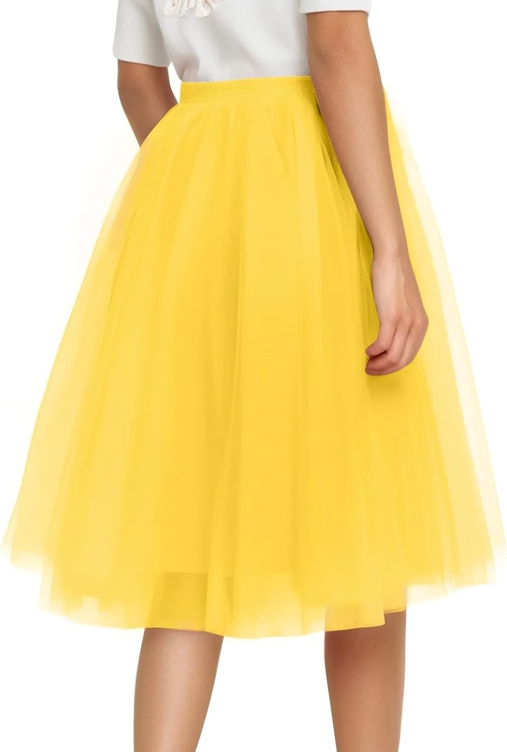 Women's Underskirts for Cosplay Elastic Ruffle Tutu Skirt A-Line Party Lightweight Petticoat Tulle Elegant Midi Skirt