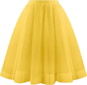 Women's Underskirts for Cosplay Elastic Ruffle Tutu Skirt A-Line Party Lightweight Petticoat Tulle Elegant Midi Skirt
