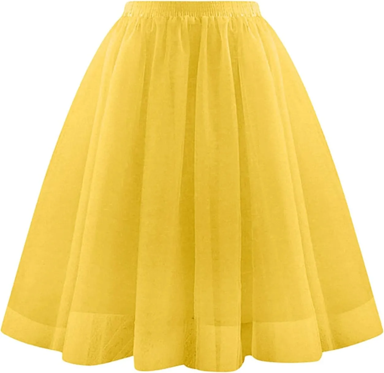Women's Underskirts for Cosplay Elastic Ruffle Tutu Skirt A-Line Party Lightweight Petticoat Tulle Elegant Midi Skirt