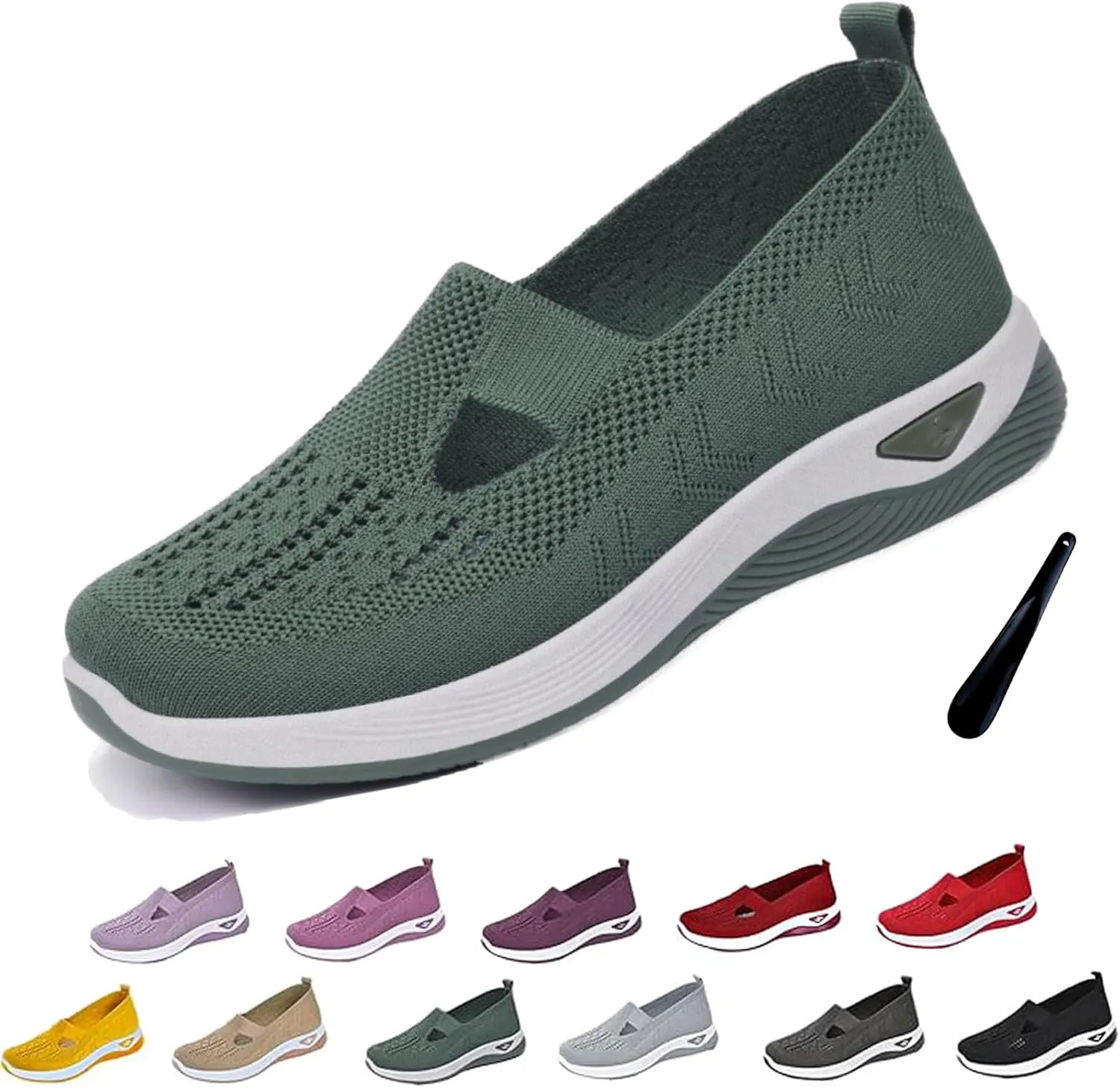 Women's Woven Orthopedic Breathable Soft Shoes Arch Support Slip-On Sneakers, Casual Walking Anti-Skid Sports Shoes