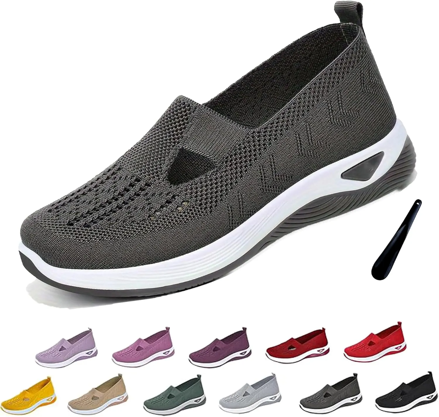 Women's Woven Orthopedic Breathable Soft Shoes Arch Support Slip-On Sneakers, Casual Walking Anti-Skid Sports Shoes