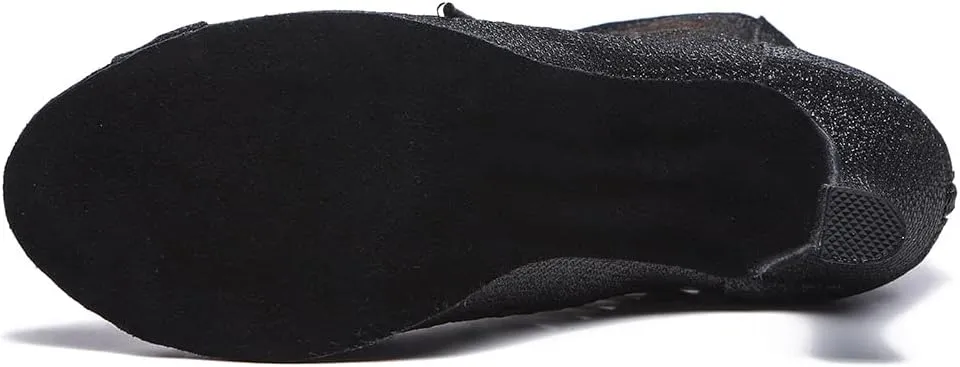 Women's Zipper Latin Ballroom Ankle Dance Shoes Peep Toe Salsa Tango Performance Dancing Boots,Model-7226