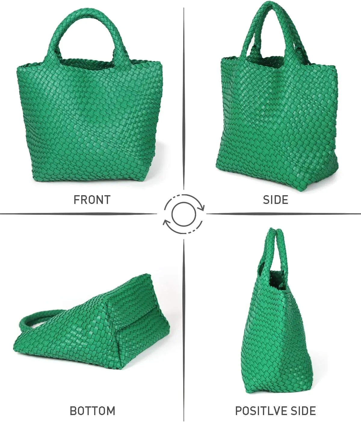 Woven Bag for Women, Soft Vegan Leather Tote Bag Large Summer Beach Travel Handbag Shoulder Bags with Purse