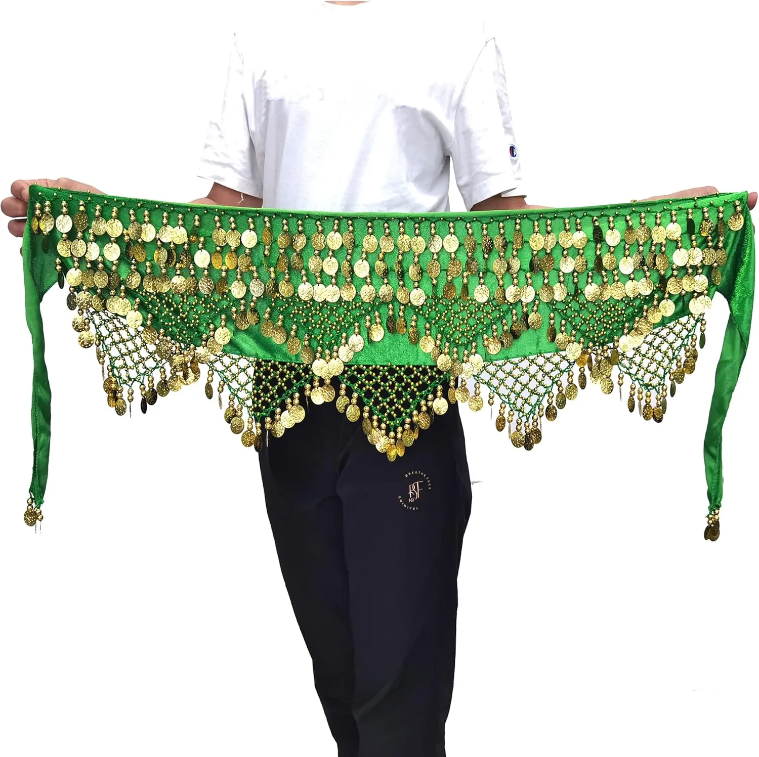 Wuchieal Women's Sweet Bellydance Hip Scarf with Gold Coins Skirts Wrap Noisy