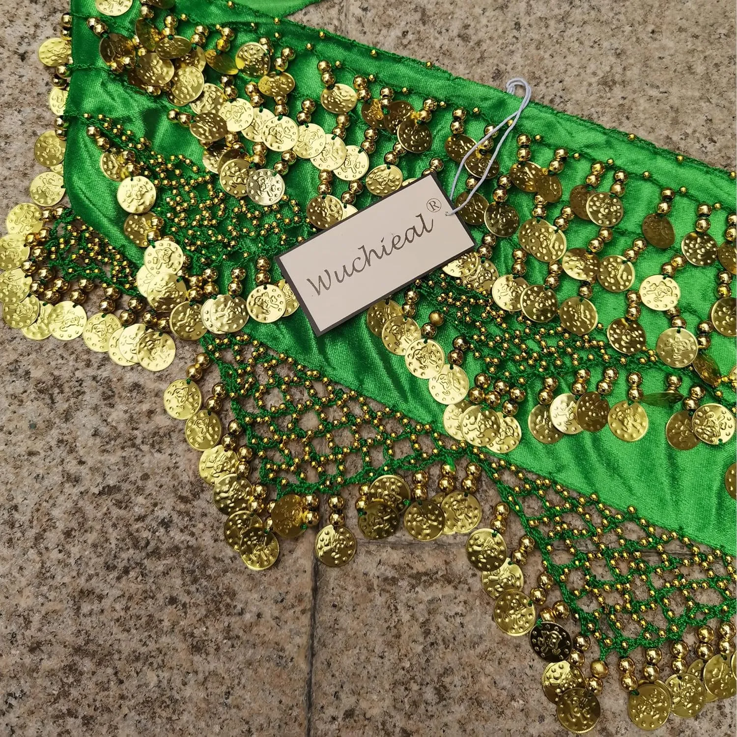 Wuchieal Women's Sweet Bellydance Hip Scarf with Gold Coins Skirts Wrap Noisy