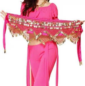Wuchieal Women's Sweet Bellydance Hip Scarf with Gold Coins Skirts Wrap Noisy