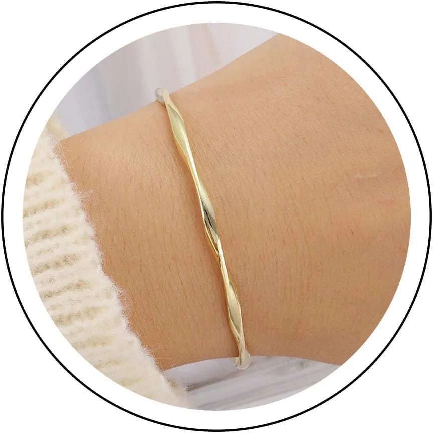 YienDoo Unique Gold Open Bangle Bracelet Indian Bollywood Twist Textured Bangle Moebius Twist Bracelet Vintage Bracelets Jewelry for Women and Girls