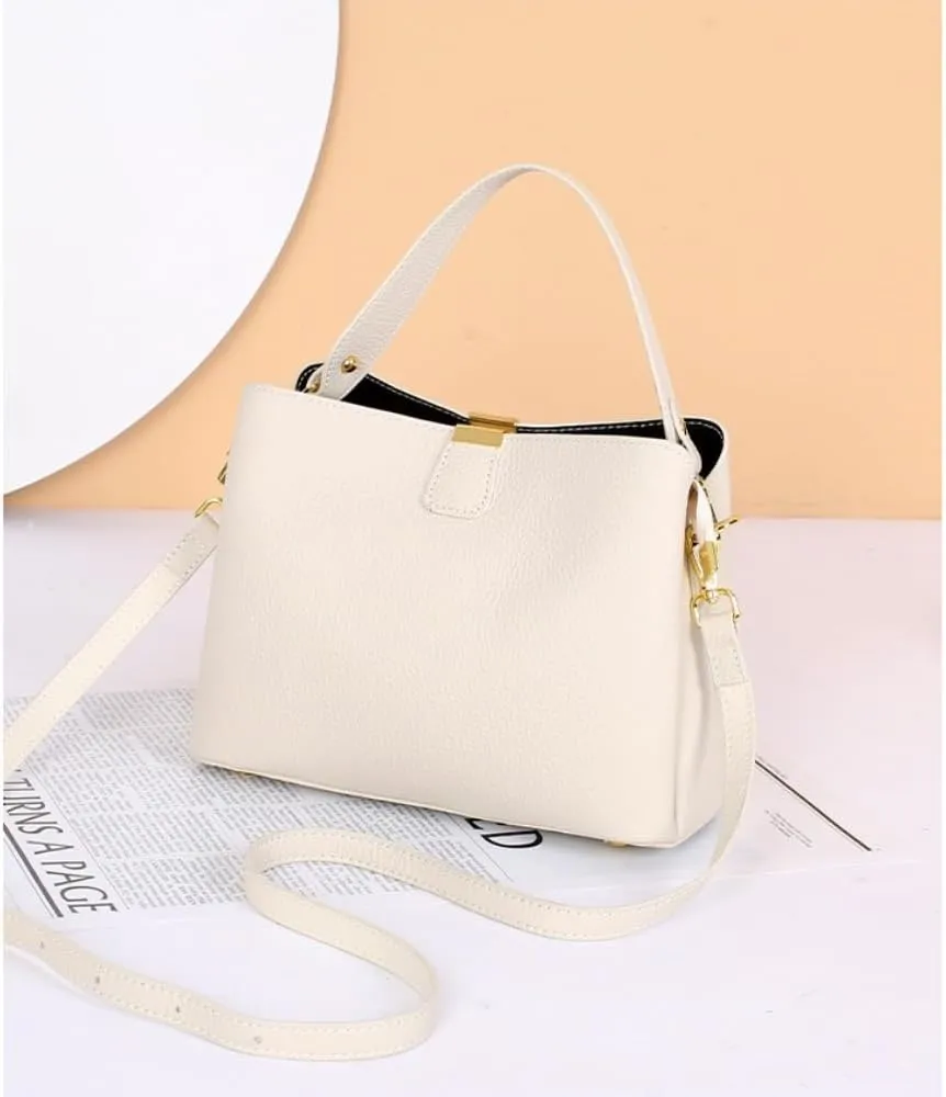 zency Women's GenuineLeather Large Capacity Bucket Handbag, Crossbody Purse with Adjustable Strap