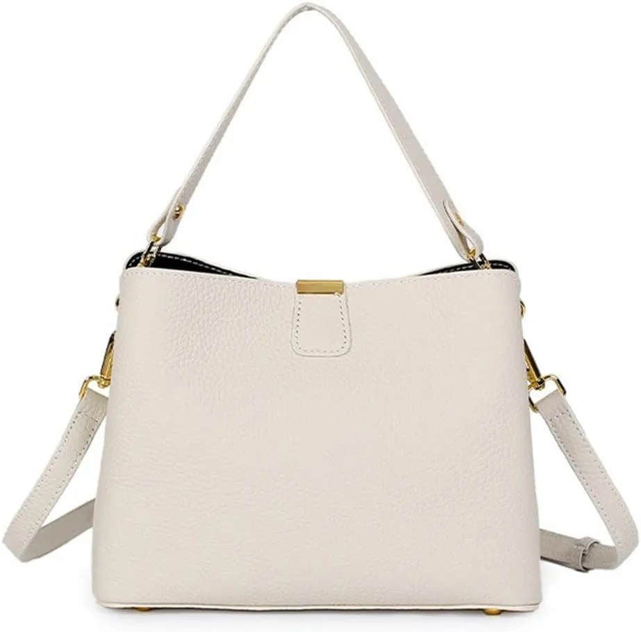 zency Women's GenuineLeather Large Capacity Bucket Handbag, Crossbody Purse with Adjustable Strap